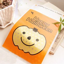 Счастливый Хэллоуин, Хэллоуин Прекрасный капризный Тыква Голова подарочные сумки/конфеты мешок/плоский карман сумка для печенья 100 шт./компл. инструмент для выпечки