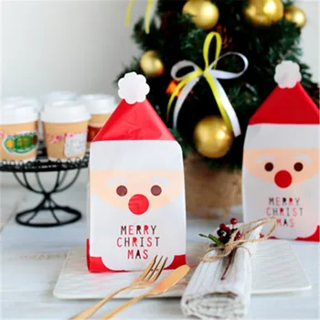 

2000pcs Christmas candy bags Santa cookies bag Flat pocket pocket bag