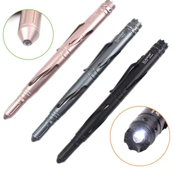 

Mini Pocket Aluminum Self Defense Tactical Writing Pen Glass Breaker LED Flashlight Outdoor Sports Camping Survival EDC Tool