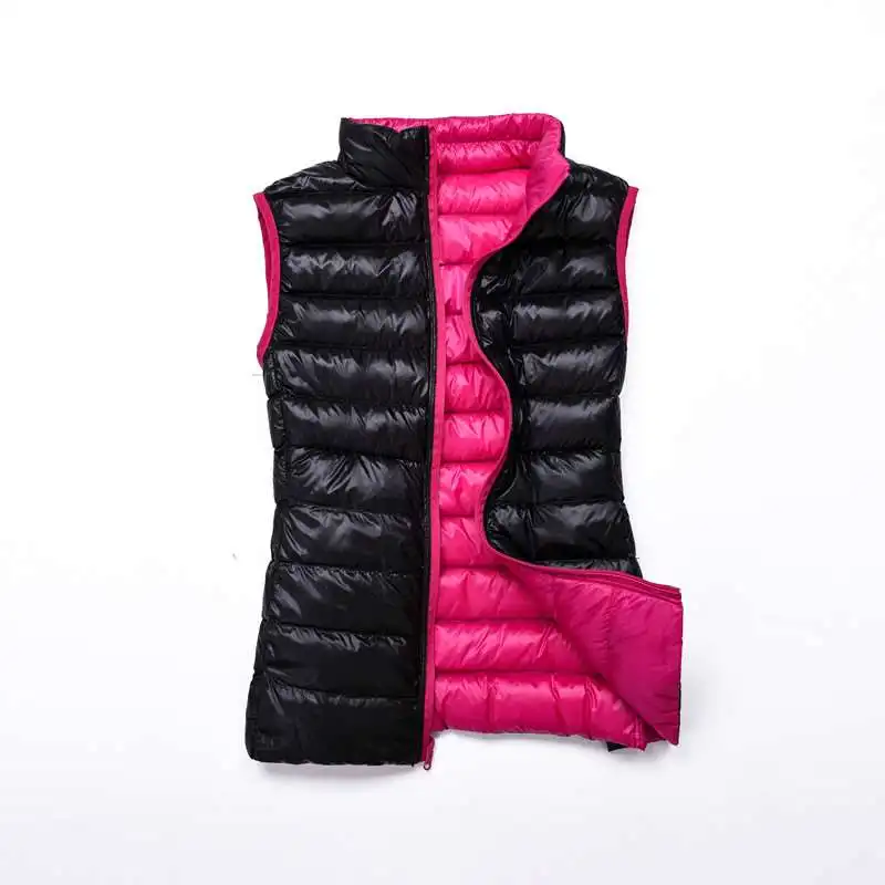 New winter women's down vest outdoor womens thin reversible warm hiking