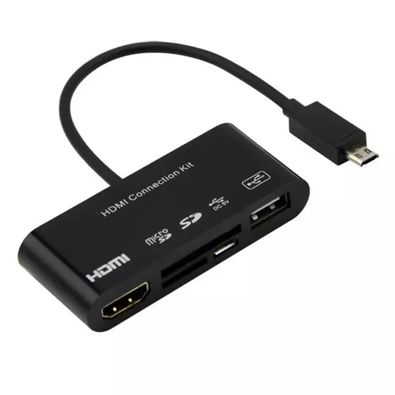HDMI HDTV TV Adapter Cable 5in1 Micro USB OTG SD TF Card Reader HDMI