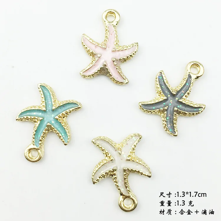 10pcs/lot Enamel Sea Starfish Shell Charms Pendant DIY Jewelry Making Fin P5 