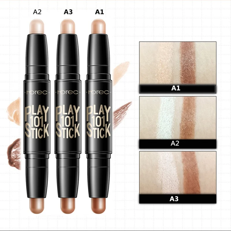 

! Double-ended 2in1 Contour Stick Contouring Highlighter Bronzer Create 3D Face Concealer Bright Light Creamy Full Cover