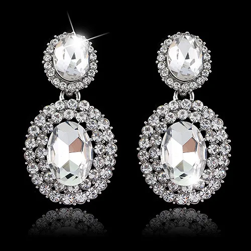 

Women's Vintage Luxury Oval Rhinestone Statement Earrings Jewelry