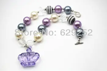 

10pcs lot Daughter of the King Princess Bubblegum Beaded Girl Bubblegum Chunky Necklace Tickle Me Purple Couture CB185