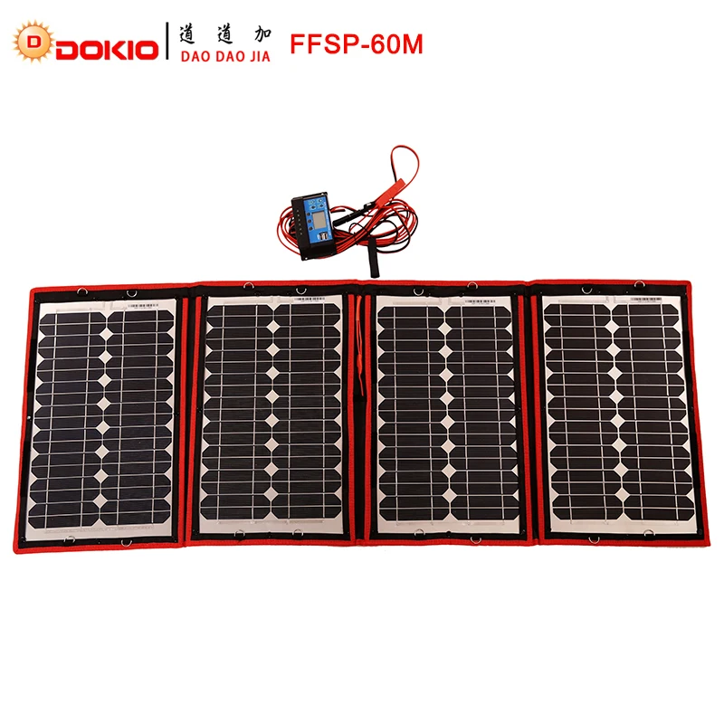 Dokio 60W (15Wx4Pc) 18V Black Solar Panels only China Foldable+12/24V Volt Controller 60Watt Panels Solar panel battery charge Dokio 60W (15Wx4Pc) 18V Black Solar Panels only China Foldable+12/24V Volt Controller 60Watt Panels Solar panel battery charge