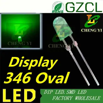 

Ultra bright Pure green 3mm oval led Diffused 3mmX4mmX6mm display led diode 3.0-3.5V(with stopper)