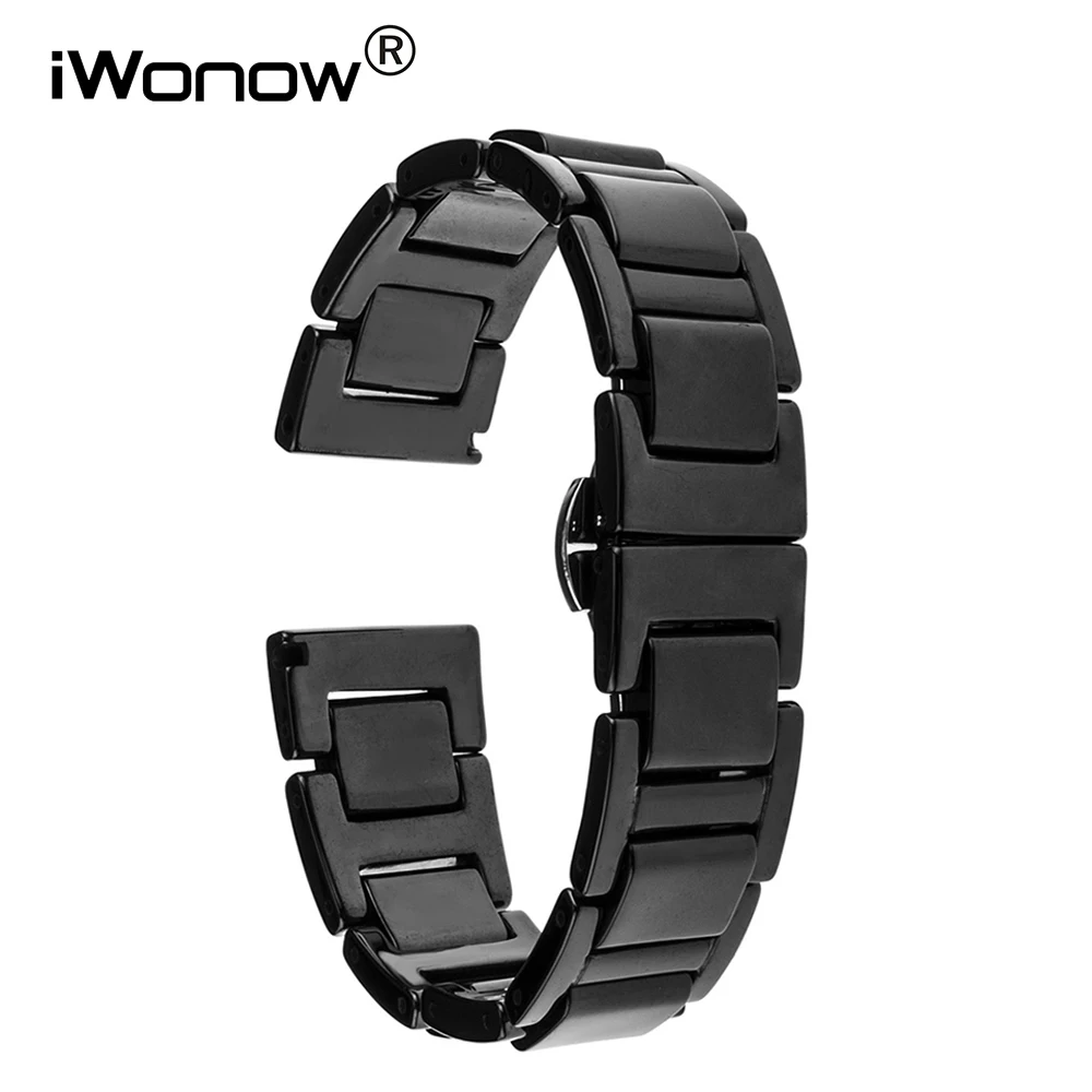

Full Ceramic Watch Band 16mm 18mm 20mm + Link Remover for Citizen Seiko Casio Men Women Butterfly Buckle Strap Wrist Bracelet