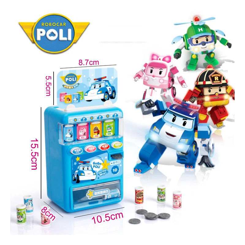

new boy poli Robocar Korea Kids Vending Machine Toy Pretend Play Simulation Shopping Coin-operated Toys For Children Gift