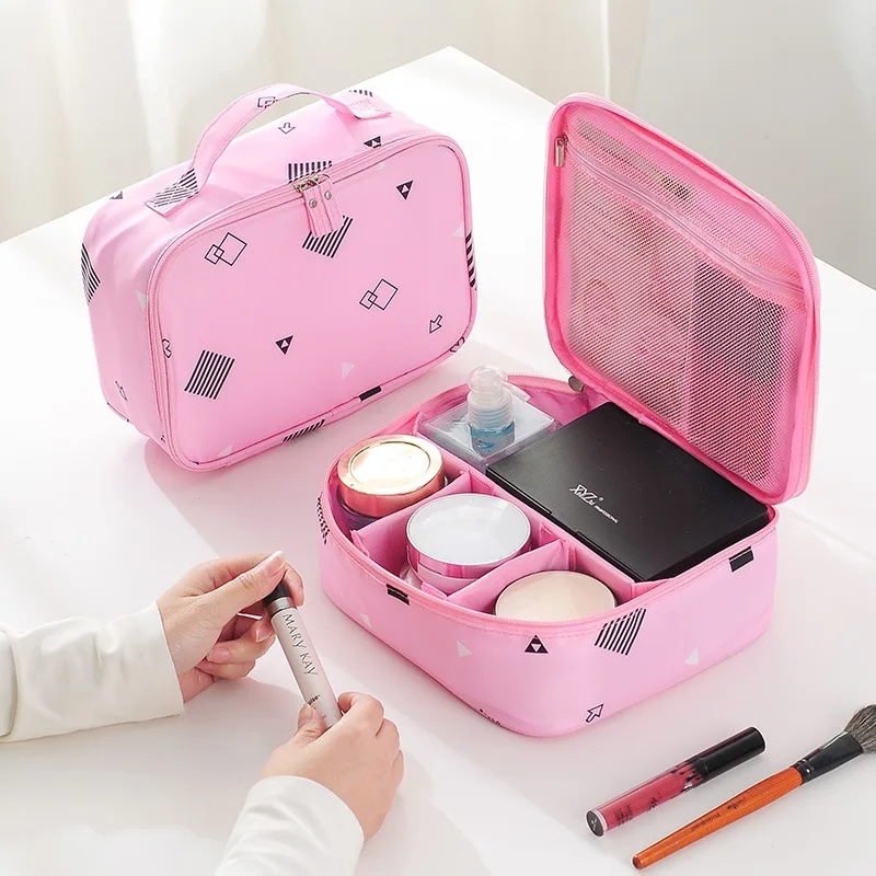 

Large Capacity Geometric Makeup Bag Women Bags Waterproof Nylon Travel Cosmetic Bag Organizer Case Necessaries Wash Toiletry Bag