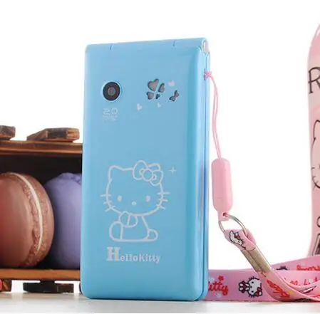 Hello kitty, 1800 мА/ч, флип, две sim-карты, GPRS, дыхательный светильник, сенсорный экран, сотовый телефон для женщин, девочек, детей, MP3, MP4, мультяшный мобильный телефон