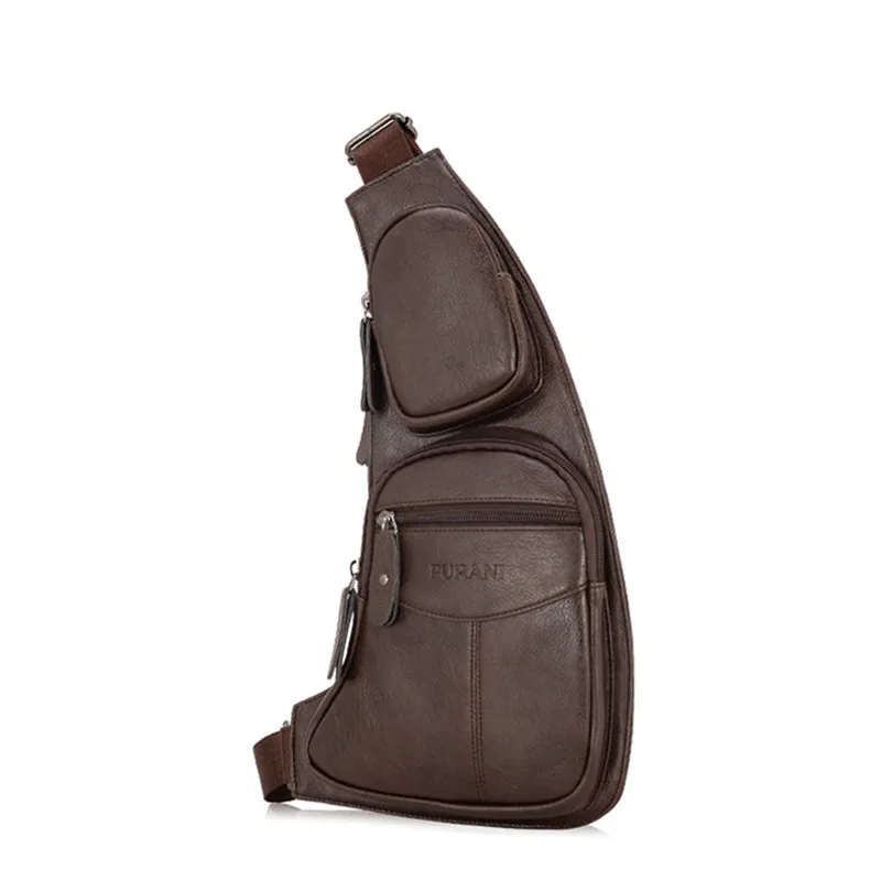 

BYCOBECY Vintage Leather Crossbody Bags for Men Messenger Chest Bag Casual Bag Short Trip Single Shoulder Strap Pack Handbag