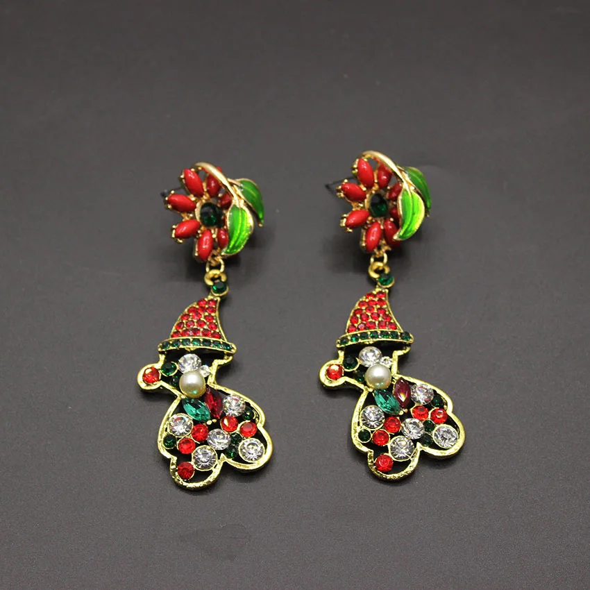 Европа и Штаты Преувеличенные новые цветные серьги в форме рождественской ёлки Ретро мигающая вспышка полный Санта Клаус моделирование серьги 600