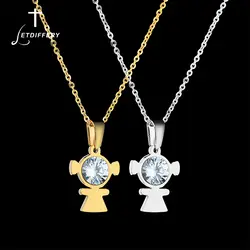 Letdiffery нержавеющая сталь CZ камень девушка кулон ожерелье семья лучший друг ожерелье для женщин мама подарок