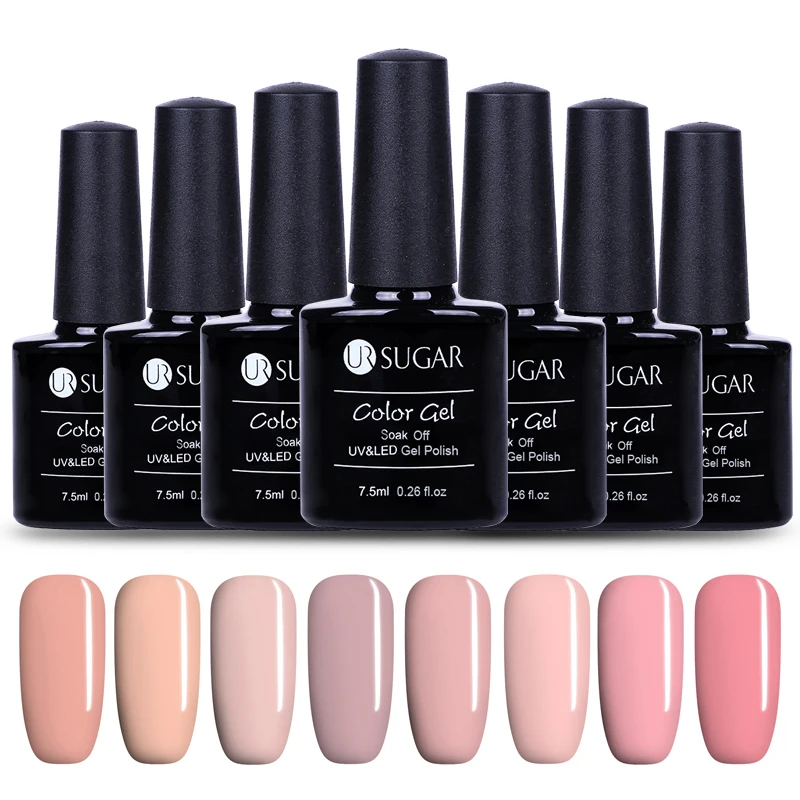 

UR SUGAR 8 Bottles/set Nail Gel Polish Series UV/LED Gel Lacquer Soak Off 7.5ml Grey Glitter Color Gel Polish Set