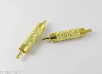 

10pcs Gold RCA Male to RCA Phono Male Plug Cable Coupler AV Audio Adapter Connector