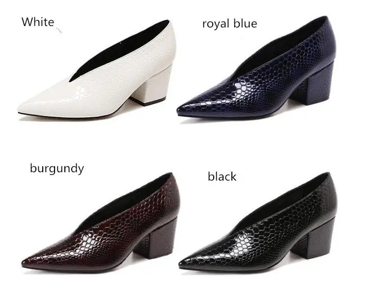 Ayakkab obuv/модные пикантные туфли на высоком каблуке с острым носком; цвет синий, винный, красный; женские туфли из лакированной кожи с тиснением на невысоком каблуке