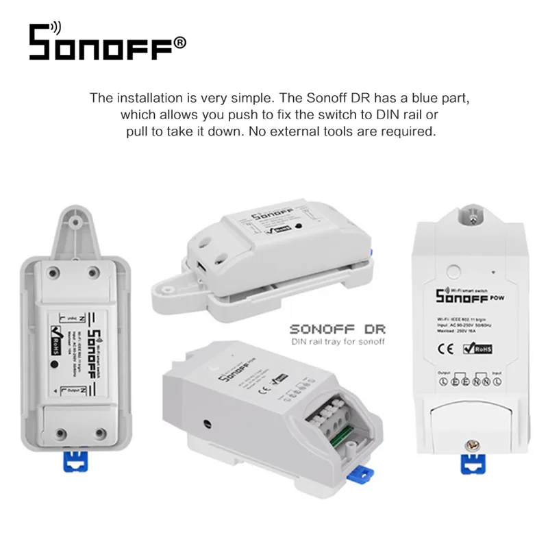 

Sonoff Rail Tray Adjustable Mounted Rail Case Holder Solution for Sonoff Mounted Onto The Guide Track Kit for Switchboard