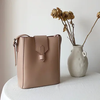 

Elegant Female Bucket Bag 2019 Dashion Leisure High Quality Leather Women's Designer Handbag Solid color Shoulder Messenger bags