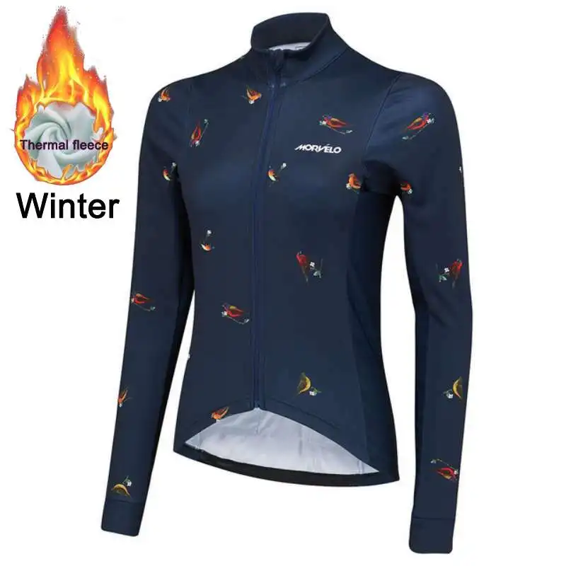 

Morvelo Women's Winter Thermal Fleece Cycling Jersey long Sleeve Bicycle Clothes Cycle Clothing