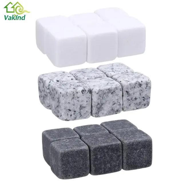 6Pcs Natural Whiskey Stones Rock Ice Stone Sipping Whisky Alcohol Cooler Wedding Favor Gifts Christmas Bar Accessories