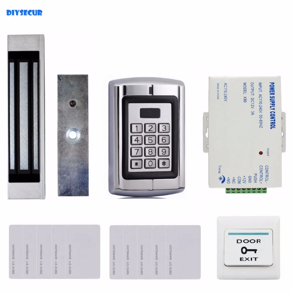 

DIYSECUR Password Keypad 125KHz RFID Reader + Magnetic Lock + Power Adapter Access Control System Kit