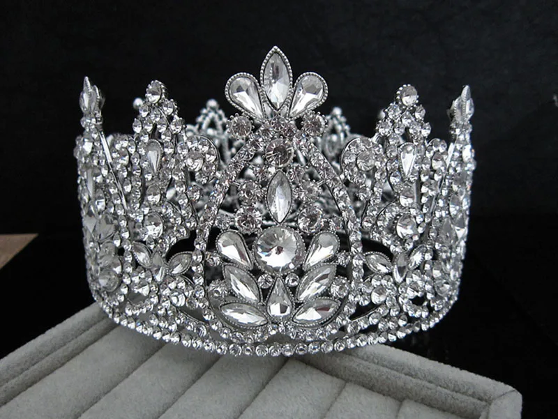 Роскошный Полный Круглый Большой Принцесса Корона для свадьбы тиара невесты серебряные украшения для волос день рождения короны королевы красоты аксессуары
