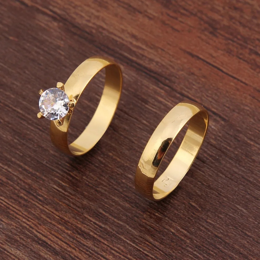Bangrui Мода стиль 2 шт. набор колец для женщин ювелирные изделия золотого цвета свадебное кольцо кольца для мужчин/женщин