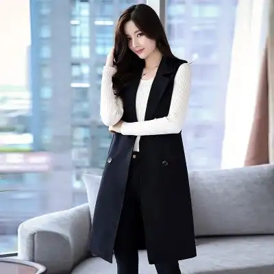 Women Autumn Winter Fashion Vest Waistcoat Lady Office Wear Long