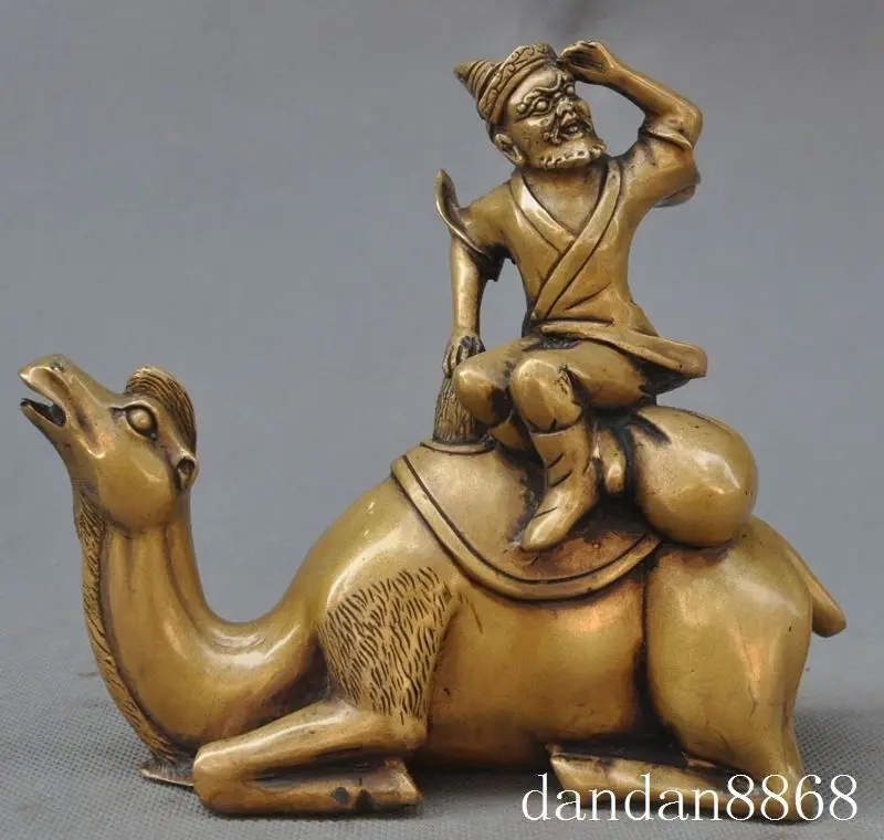 

christmas old chinese fengshui bronze Old people businessman riding camel Llama statue halloween