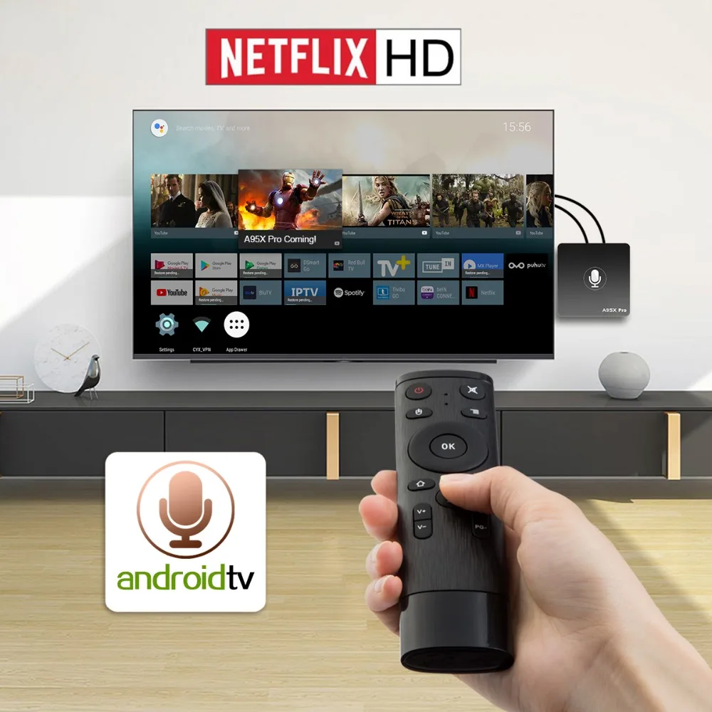 Google TV Box A95X Pro 2G 16G Smart Android 7,1 caja de TV Control de voz Amlogic S905W WiFi LAN reproductor de medios PK X96mini X96 mini - 4