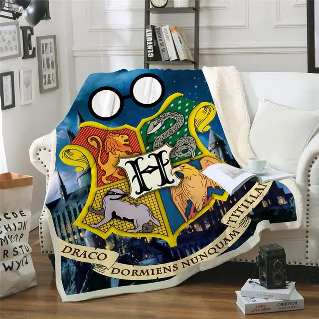 Harry Potter 3D Printed Velvet Plush Throw Fleece Blanket Bedspread