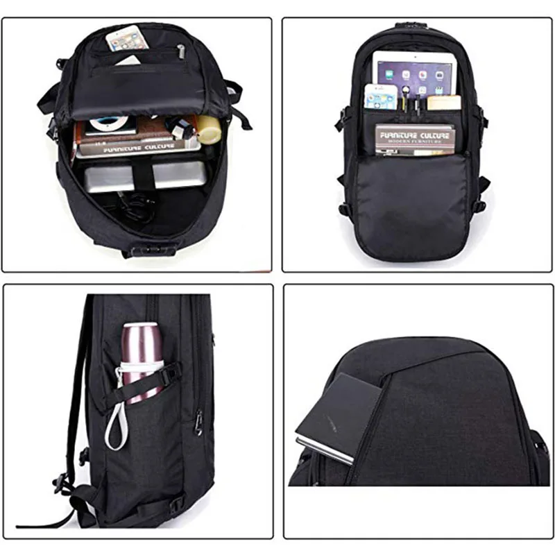 Laptop Backpack Outdoor Sport Bags USB Charging Port Computer Bag School Bookbag Business Backbag Unisex Travel Camping Riding (5)