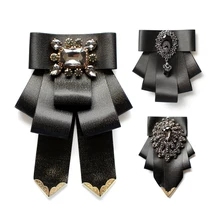 Элегантная мужская рубашка унисекс с воротником, галстуком-бабочкой и металлической головкой, свадебные деловые рождественские украшения, Униформа, ленточка с бантиками