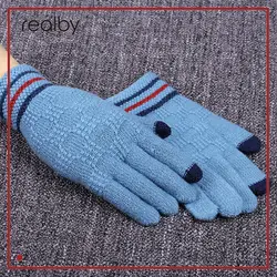 REALBYBoy's перчатки 2018 мужские Новые повседневные полный палец перчатки мужские теплые толстые осенние зимние кашемировые вязаные байкерские