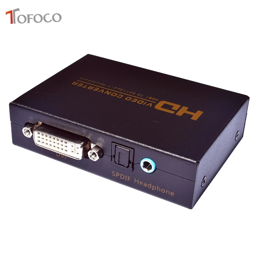 TOFOCO 1080P HD Video HDMI to DVI Coaxial Audio Converter Adapter Box For PS4 Xbox1 vention hdmi to dvi converter full hd 1080p audio converter adapter with dual audio interface for hdtv projector drop shipping