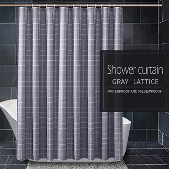 

Gray Lattice Shower Curtain 180*200cm Waterproof Bathroom Partition Curtain Polyester Moisture-Proof Thicken Shower Curtain D40
