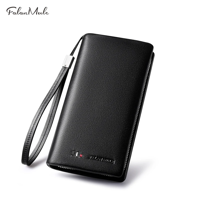 

FALAN MULE Wallet Fashion Male Clutch Genuine Leather Men Wallet Luxury Purse Leather Wallet Men Clutch Bag Phone Card Holder