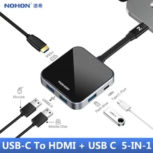 NOHON type C концентратор USB 3,0 USB-C к HDMI концентратор адаптер для MacBook Pro huawei mate 20 Pro PC USB разветвитель 5 портов PD QC док-станция