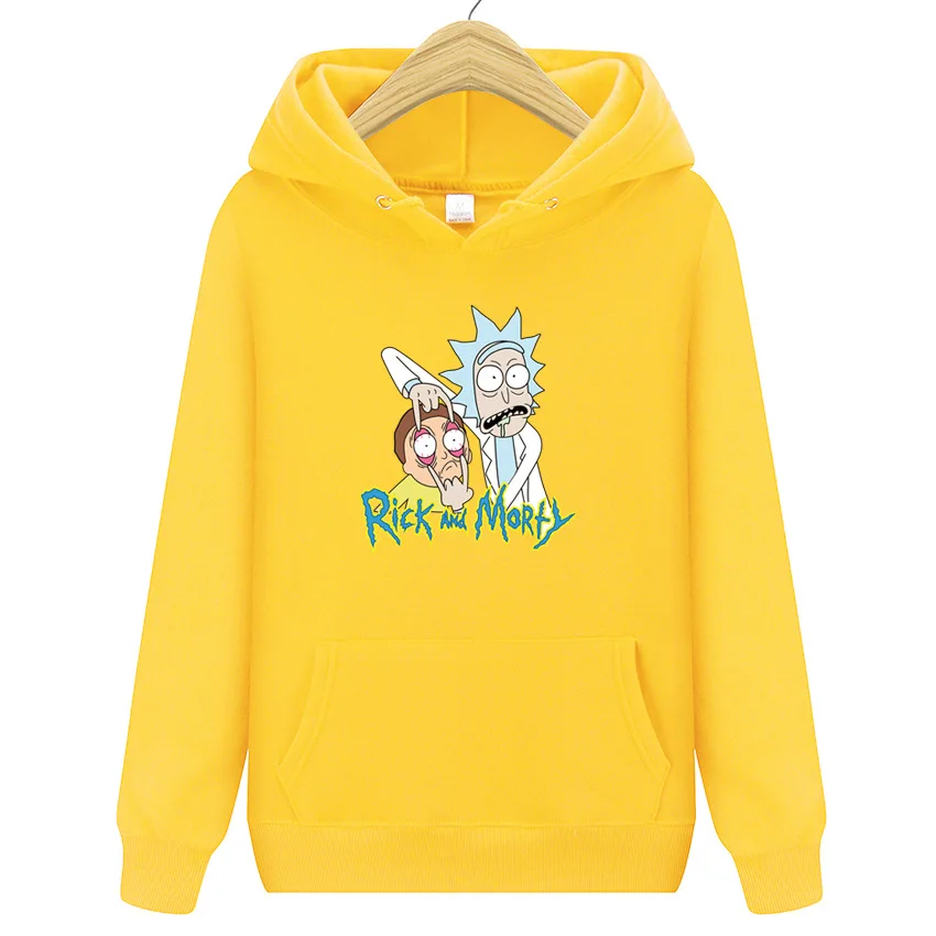 Skup Jesień zima gorący druk Rick i Morty bluzy mężczyźni Anime bluzy śmieszne bluza z kapturem bawełna Loog rękaw Casual topy Rick Morty