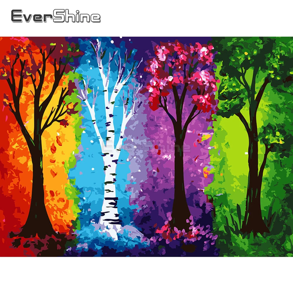 

EverShine Diamond Painting Tree Picture Of Rhinestones Diamond Embroidery Full Display Scenery Cross Stitch Diamond Mosaic Girl