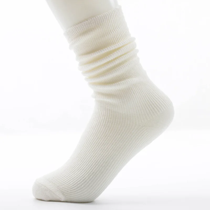 Женские носки хлопковые одноцветные длинные носки без пятки в стиле ретро Sen новые женские хлопковые носки в стиле Харадзюку одноцветные рождественские милые носки Kawaii - Цвет: white