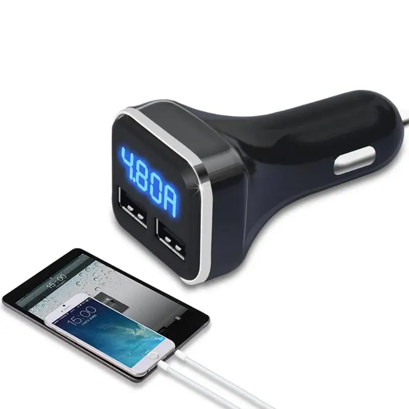 

Universal Car Chargers Dual USB 4.8A Car Charger Adapter Auto LED Display Fast Charging For Mobile Phone PC New