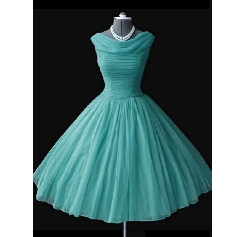 2019 Real Photo Vintage 1950s Prom Dresses Ball Gowns Tea Length Prom