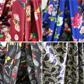 

Soft Charmeuse Fabric Geometric Floral Satin Meter