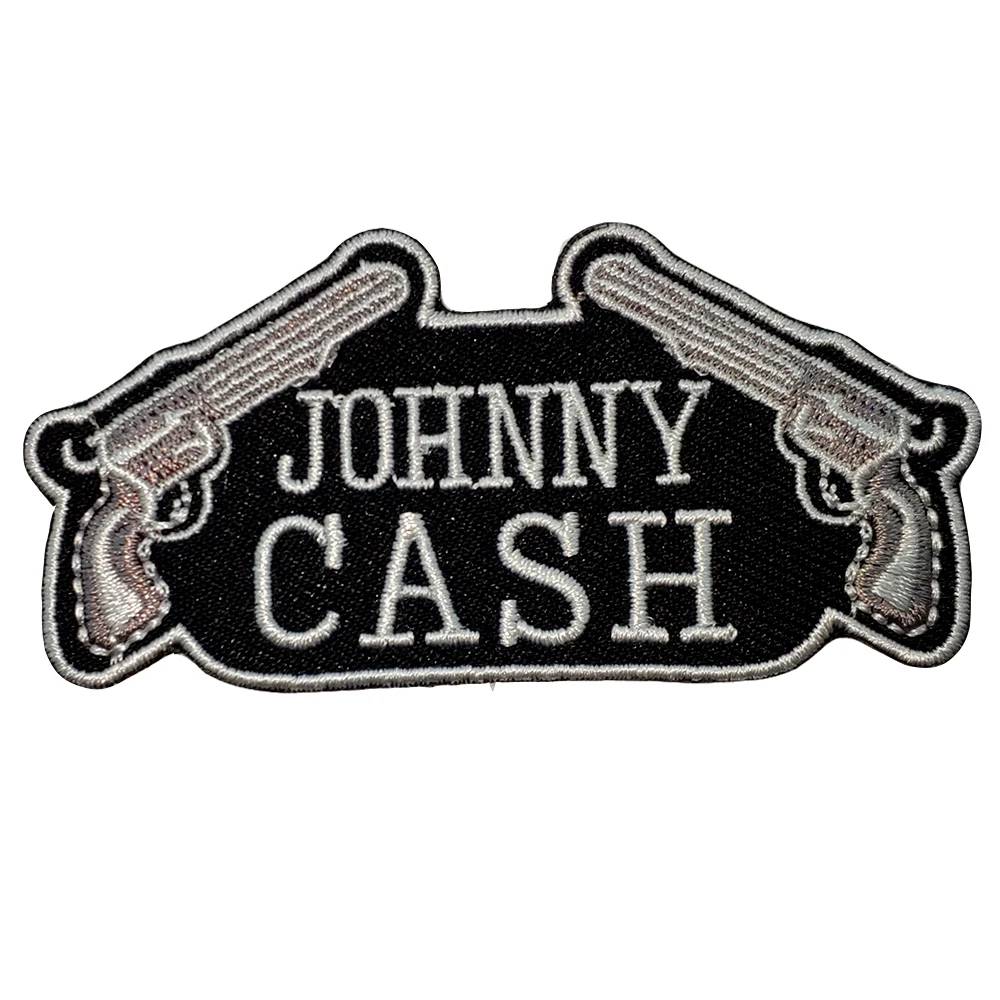 Custom Design Logo Name JOHNNY CASH DOUBLE GUNS PATCH Iron On T Shit