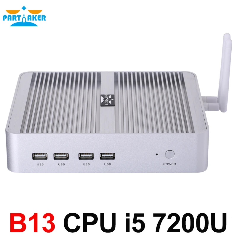  Partícipe B13 sin ventilador de escritorio computadora Mini PC I5 7200U i7 7500U Windows 10 Max 16G