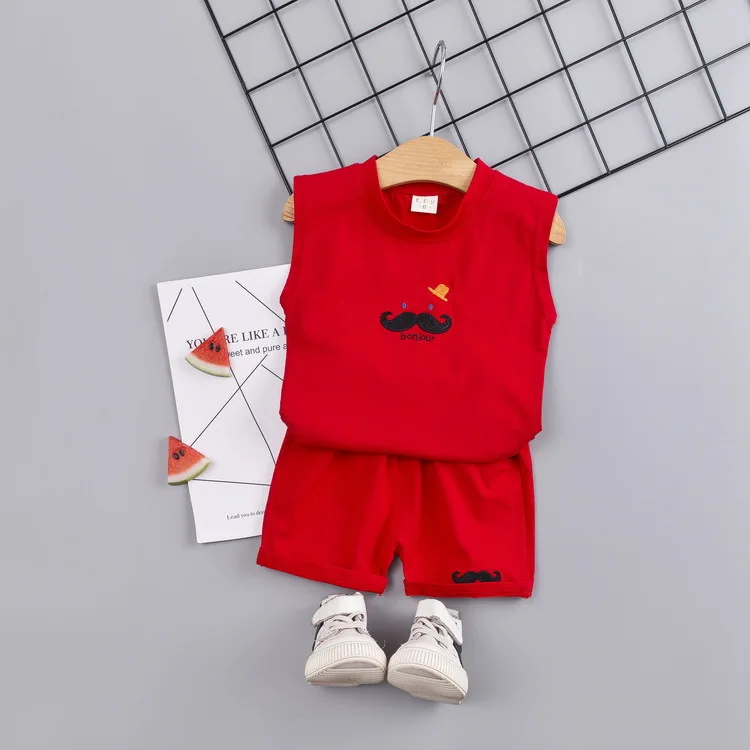 Toddler Boy Clothes Children's Summer New Cartoon Pullover Vest Shorts Two-piece Boy's Children's Sleeveless Vest Suit - Цвет: Хаки