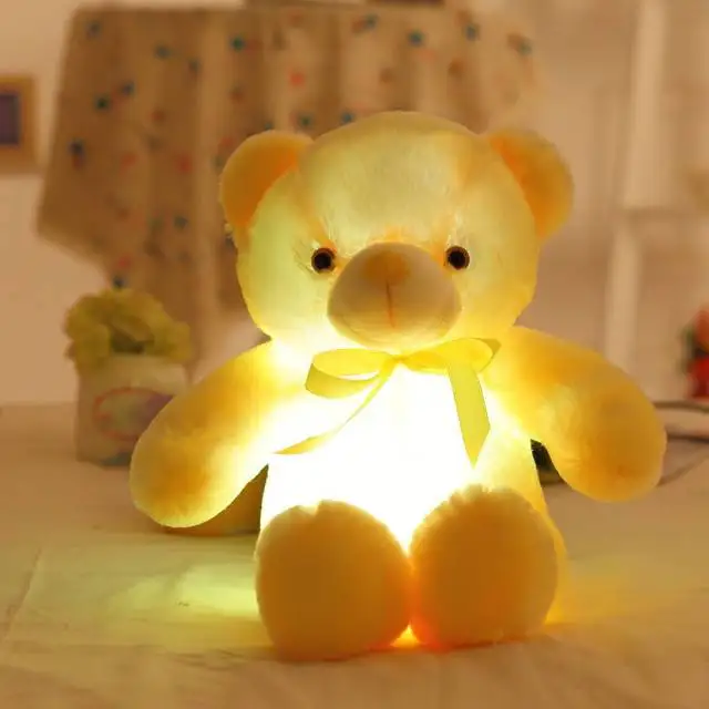 50 см Креативный светодиодный светильник плюшевый мишка мягкие животные плюшевая игрушка красочный светящийся плюшевый мишка рождественский подарок для детей - Цвет: YELLOW
