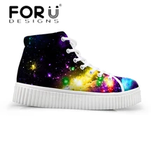 FORUDESIGNS/Женская высокая обувь флэтс с узором галактики женская обувь, увеличивающая рост, на платформе